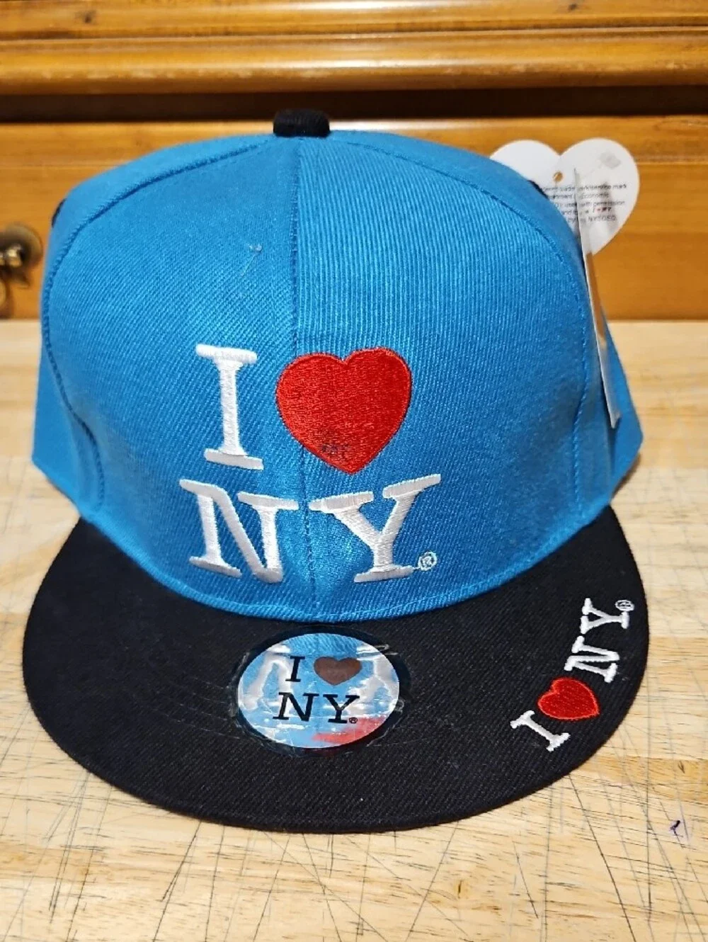 I Love NY Snapback Hat - Blue and Black.